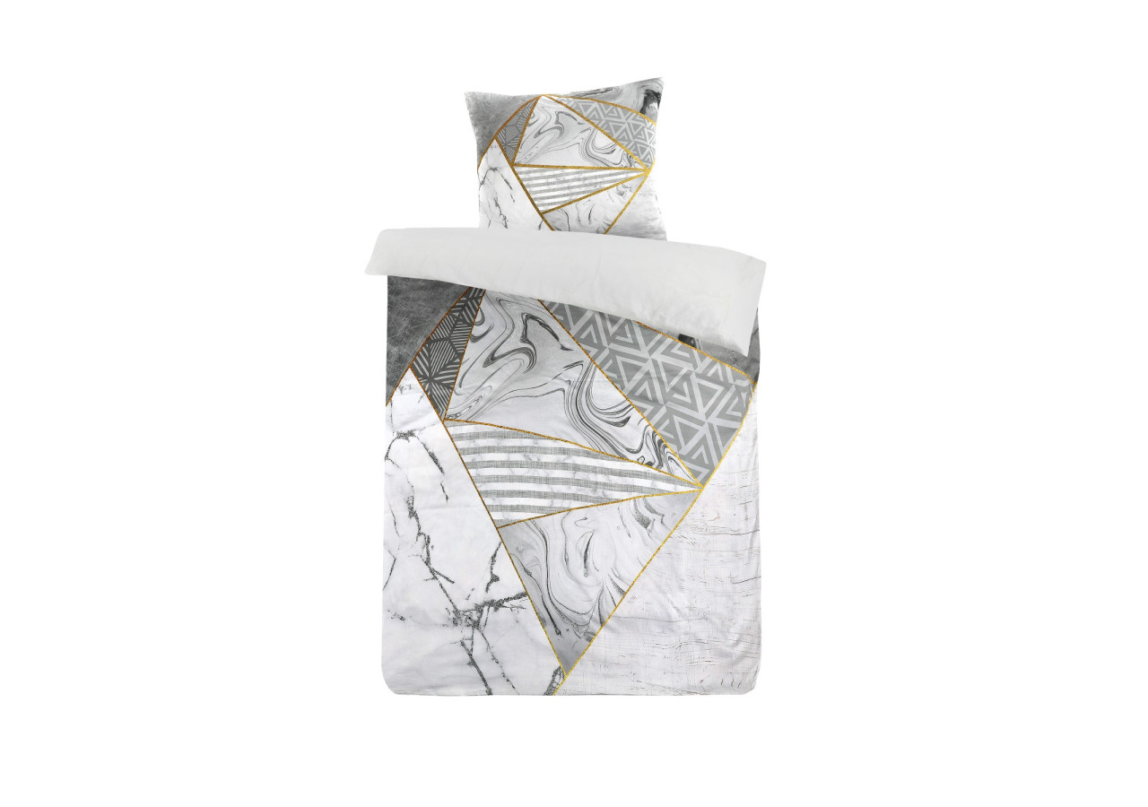 Parure de lit Bavaria - Gris/Or 140x200cm et 50x75cm - 83Z89-140-200 - Kenda Sand