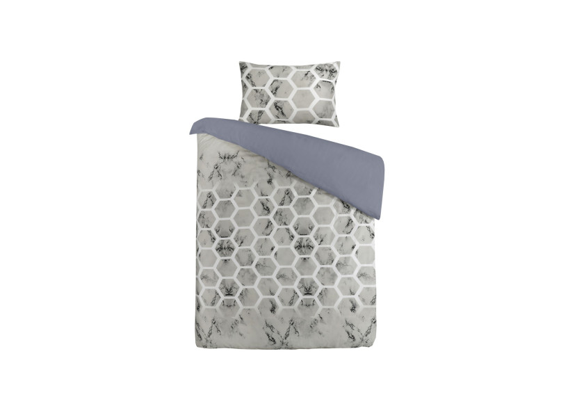 Housse de Couette Aventura - Gris 240 x 240 cm avec 2 Taies 60 x 70 cm - 7UQK1-240-240 - Kenda Sand