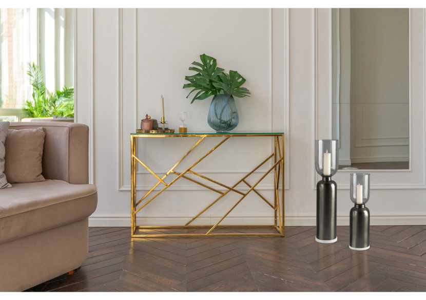 Bougeoir de sol SHANTI 100 - Noir avec base en marbre - XQW6P-BLK - Kayoom