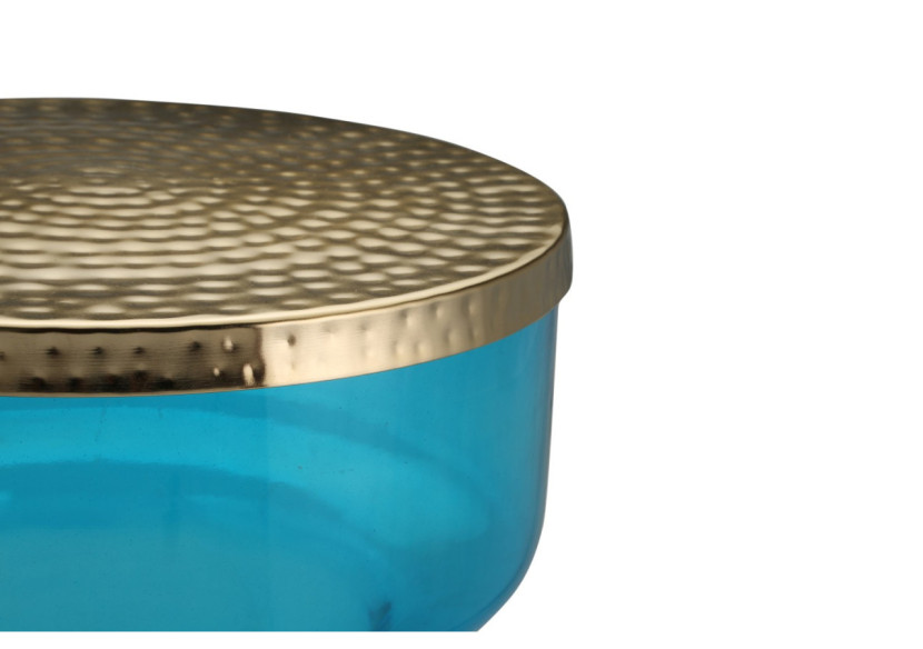 Table d'appoint ROMAN 100 - Verre soufflé et métal doré 36 x 36 x 48 cm - FPING-BLU - Kayoom