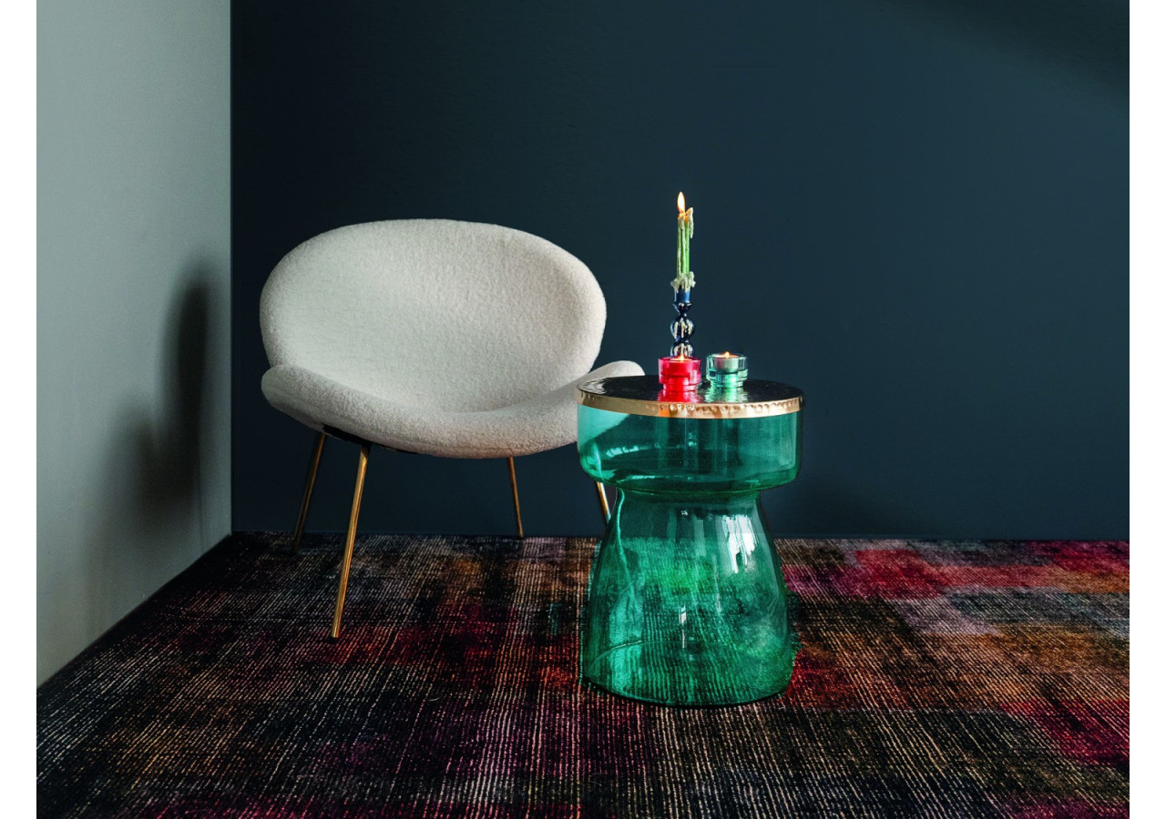 Table d'appoint ROMAN 100 - Verre soufflé et métal doré 36 x 36 x 48 cm - FPING-BLU - Kayoom