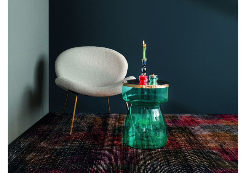 Table d'appoint ROMAN 100 - Verre soufflé et métal doré 36 x 36 x 48 cm - FPING-BLU - Kayoom