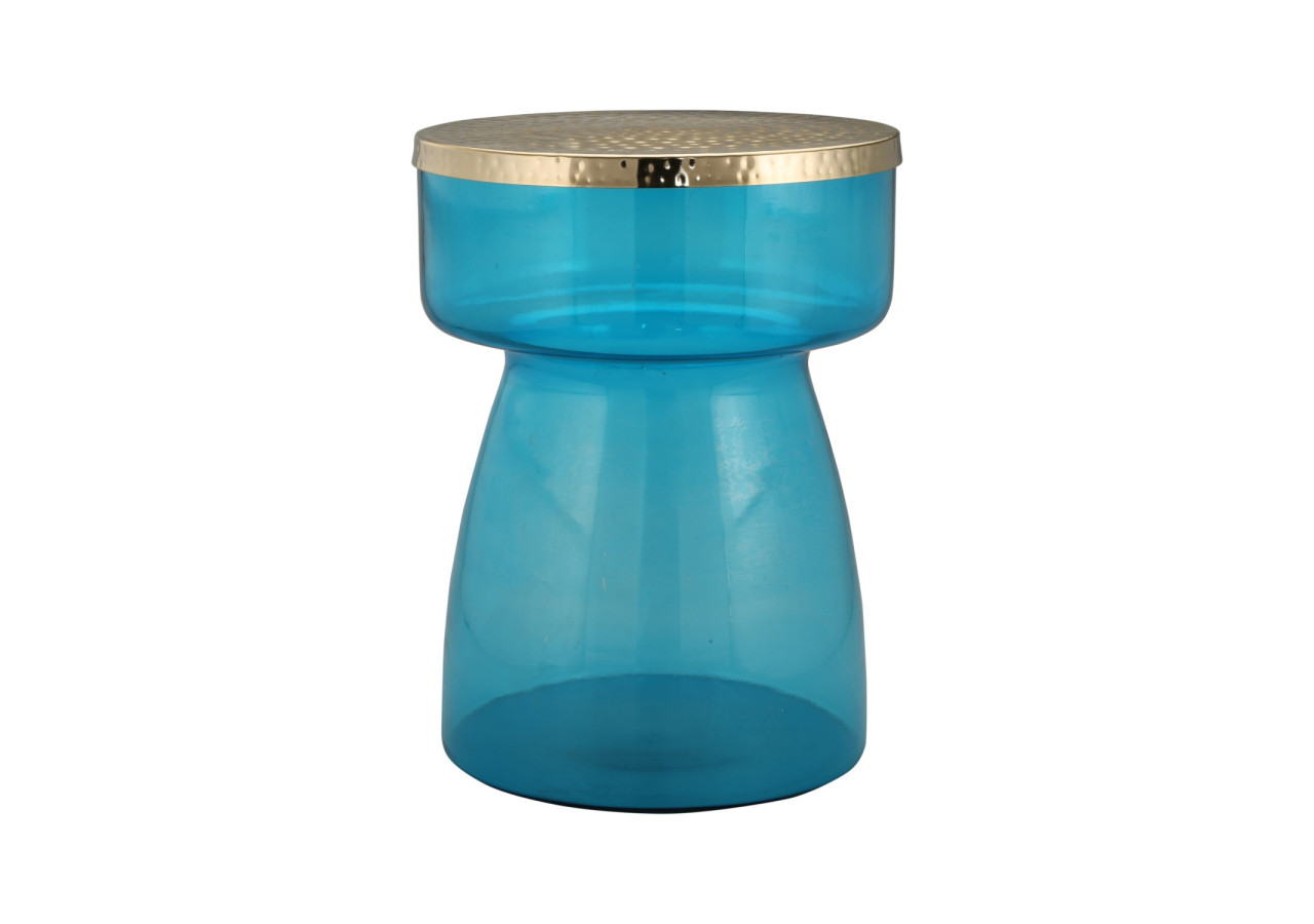 Table d'appoint ROMAN 100 - Verre soufflé et métal doré 36 x 36 x 48 cm - FPING-BLU - Kayoom
