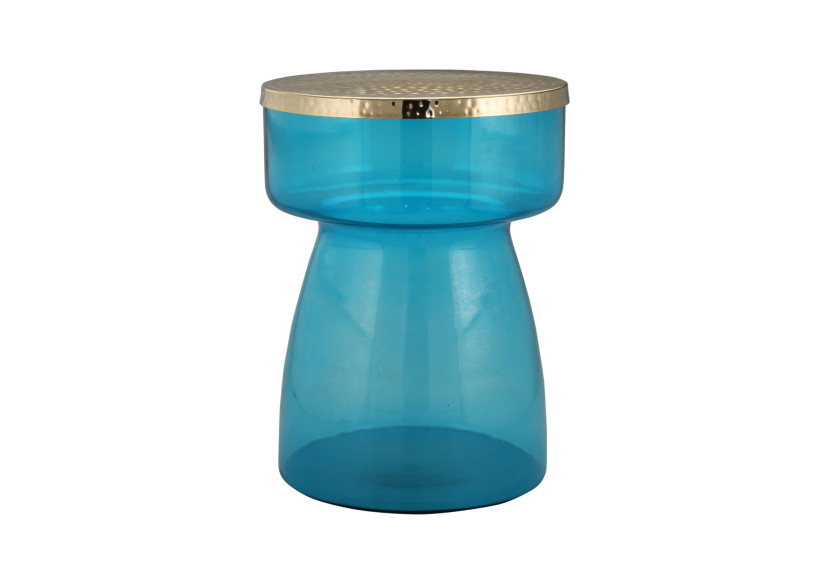 Table d'appoint ROMAN 100 - Verre soufflé et métal doré 36 x 36 x 48 cm - FPING-BLU - Kayoom