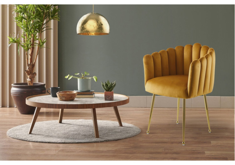 Chaise MUNA 100 - Design élégant en velours orange clair 56 x 59 x 85 cm - NBN4I-ORA - Kayoom 2