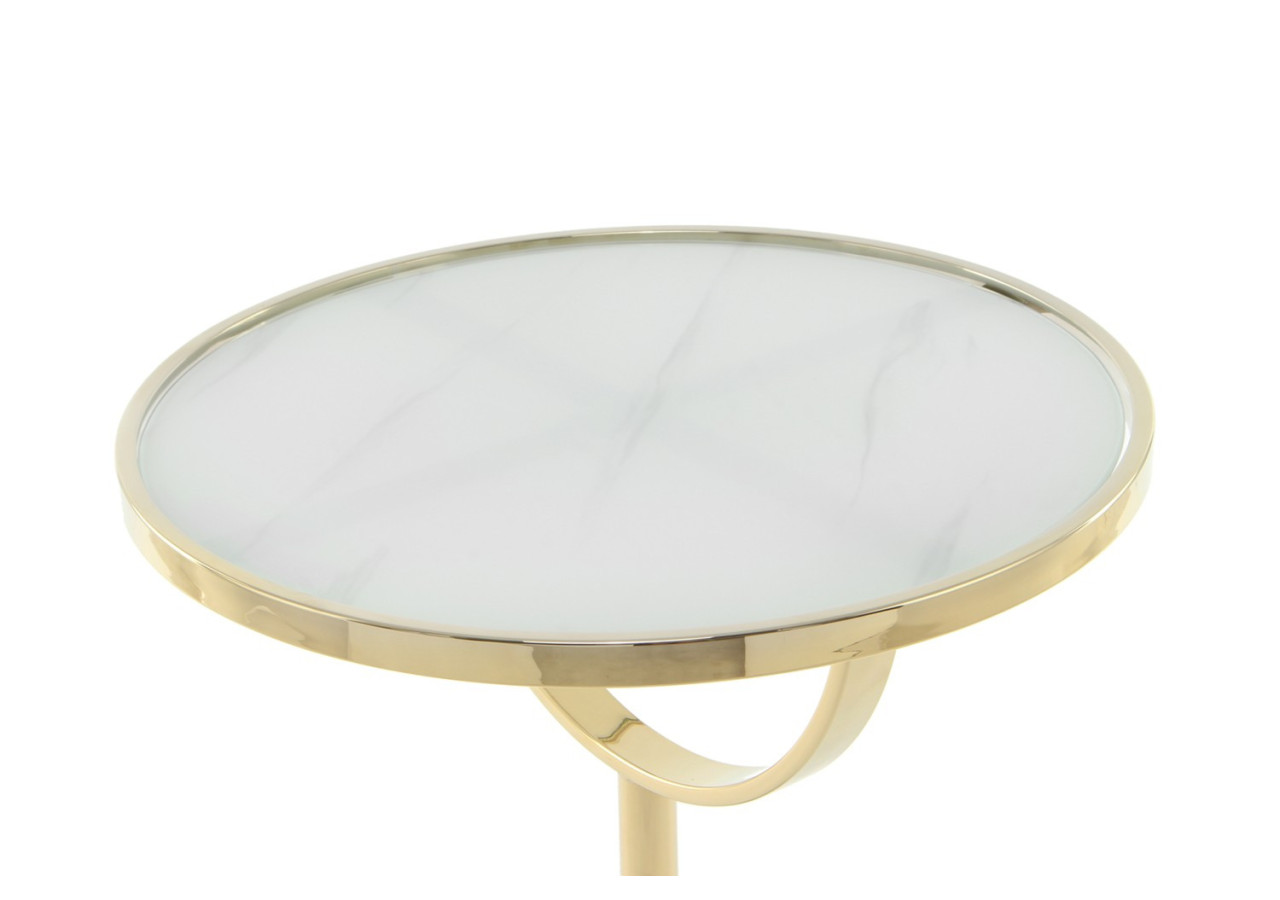 Table d'appoint OSCAR - Design unique en marbre et verre 46 x 46 x 53cm - QUVW1-WHT - Kayoom