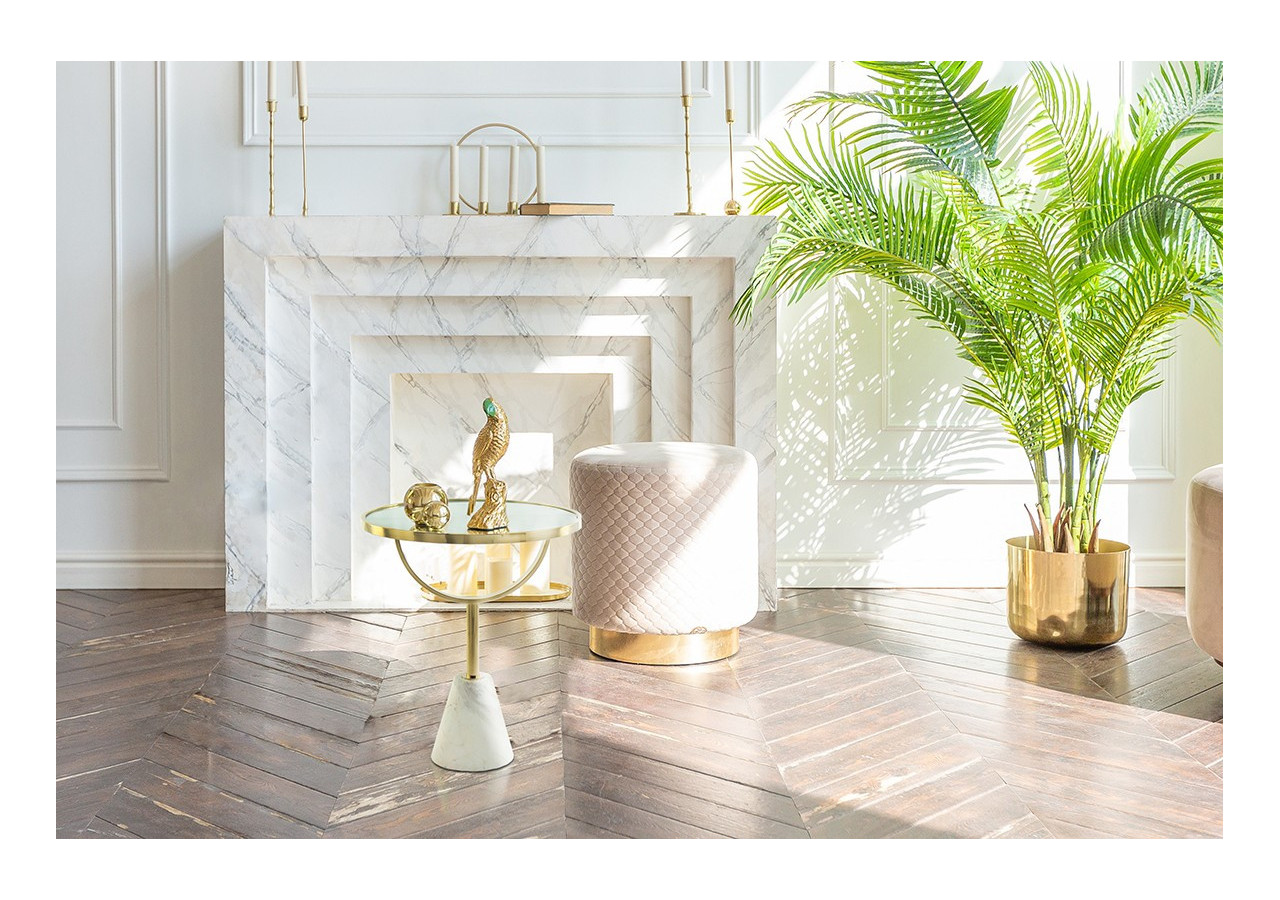 Table d'appoint OSCAR - Design unique en marbre et verre 46 x 46 x 53cm - QUVW1-WHT - Kayoom