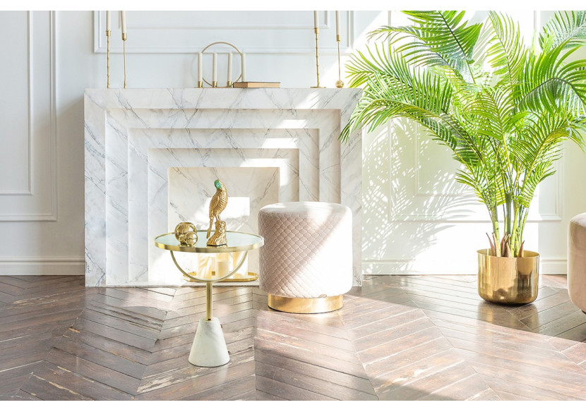 Table d'appoint OSCAR - Design unique en marbre et verre 46 x 46 x 53cm - QUVW1-WHT - Kayoom