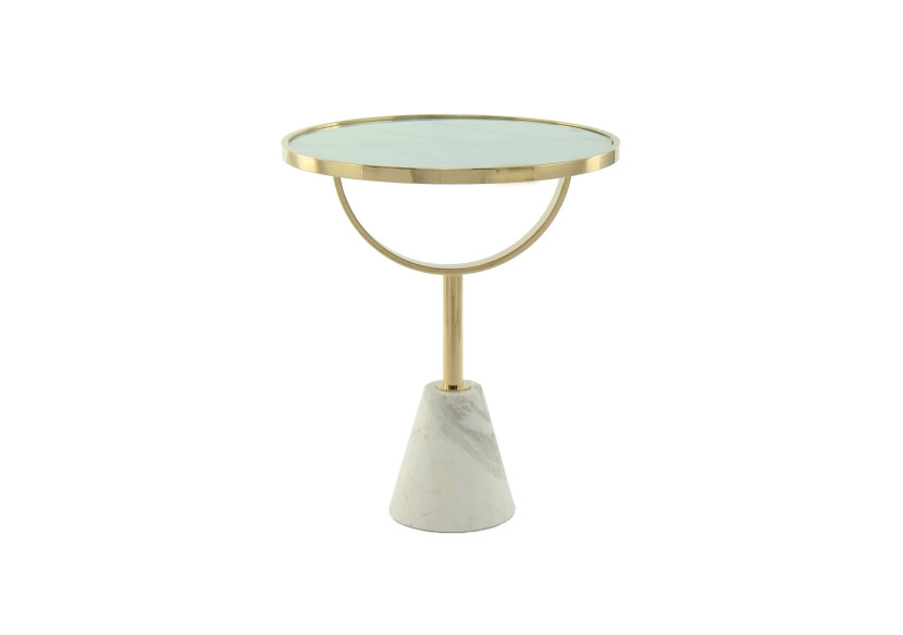 Table d'appoint OSCAR - Design unique en marbre et verre 46 x 46 x 53cm - QUVW1-WHT - Kayoom