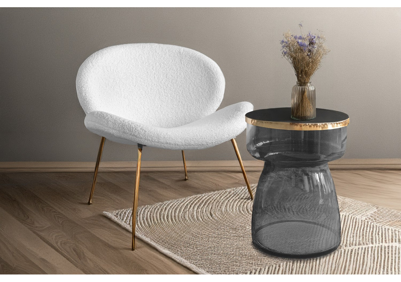 Fauteuil Jaden - Ensemble de 2 chaises en tissu texturé et or 75 x 73,5 x 74cm - CH306-WHT - Kayoom