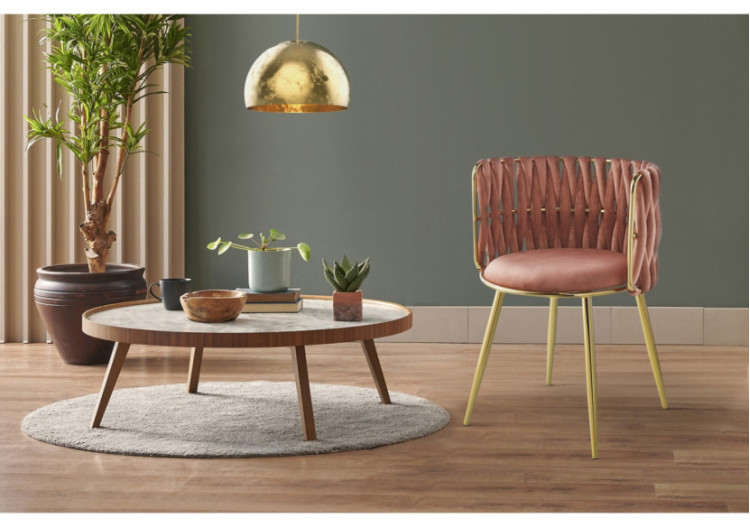 Chaise Milla - Set de 2 en velours rose - H73SW-OPNK - Kayoom 2