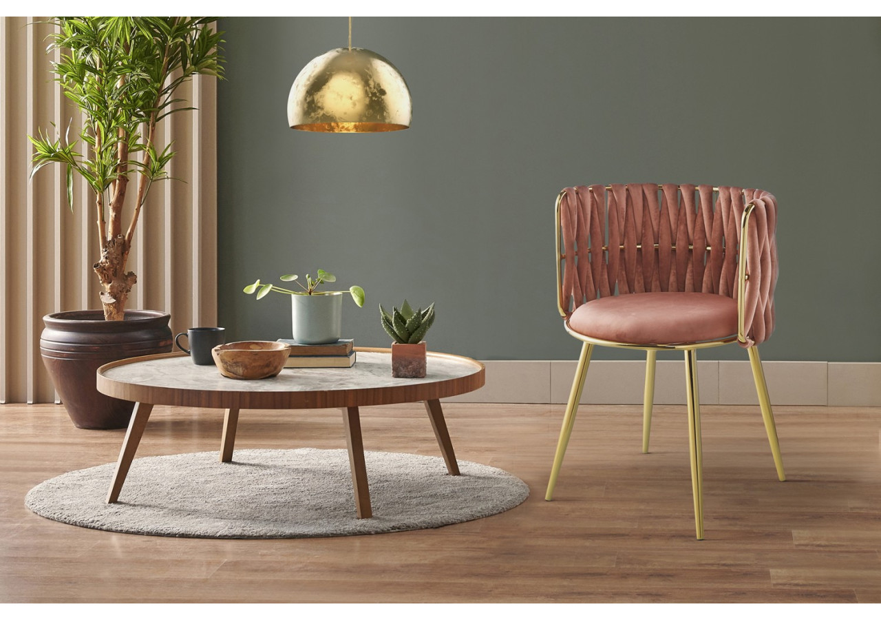 Chaise Milla - Set de 2 en velours rose - H73SW-OPNK - Kayoom