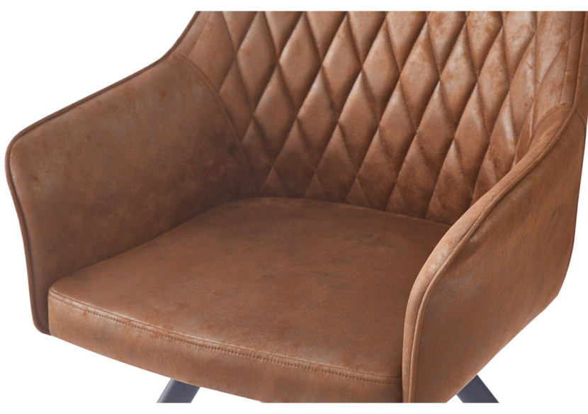 Chaise AMBER 200 - Élégante en tissu brun avec dossier capitonné - BIHPC-BRW - Kayoom