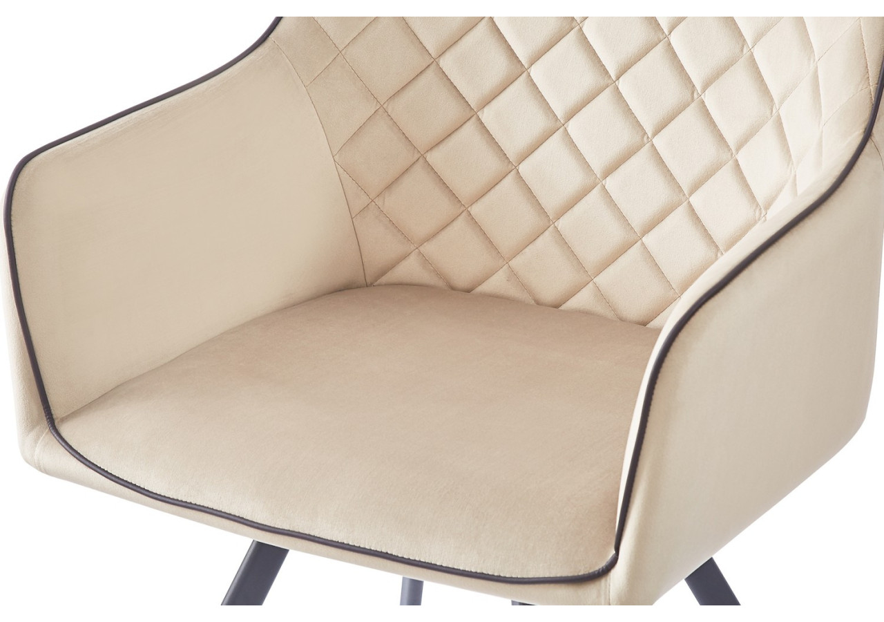 Chaise AMBER 100 - Velours beige avec dossier capitonné - OS8IJ-BEI - Kayoom