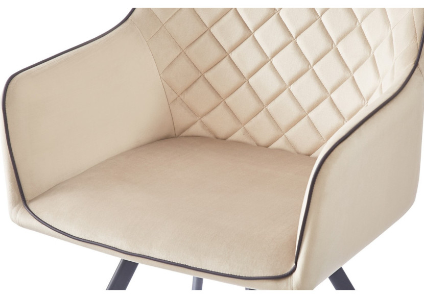 Chaise AMBER 100 - Velours beige avec dossier capitonné - OS8IJ-BEI - Kayoom
