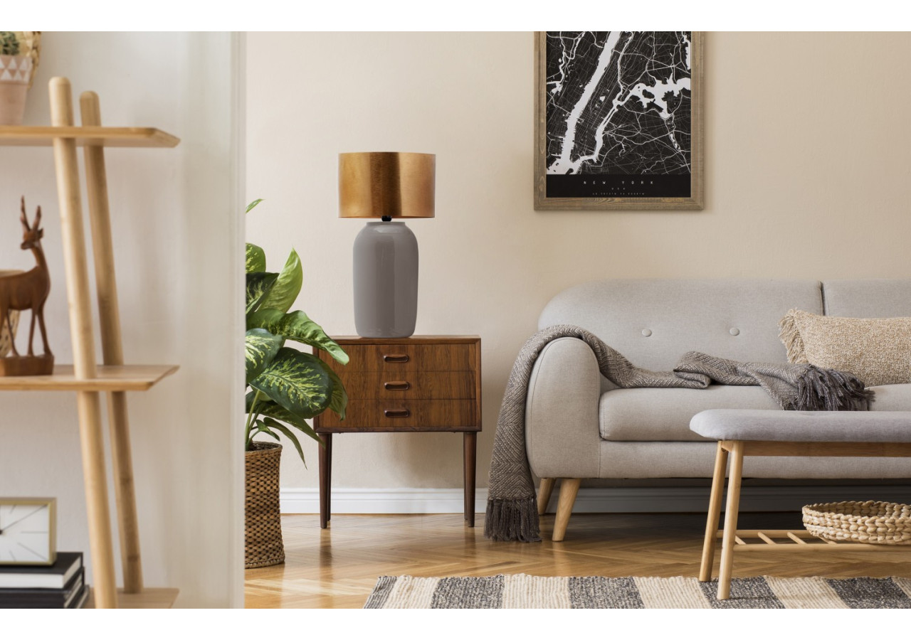 Lampe de Table Art Déco - Métal gris et doré 31 x 31 x 57,5 cm - U1GMW-GRY - Kayoom