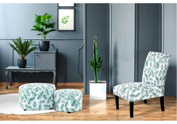 Hocker Indira 100 - Set de 2 Hockers Design Floral 45 / 58 x 32 / 36 cm - RJGFN - Kayoom 2