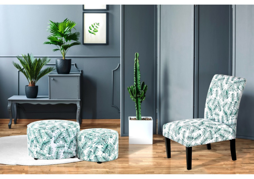 Hocker Indira 100 - Set de 2 Hockers Design Floral 45 / 58 x 32 / 36 cm - RJGFN - Kayoom