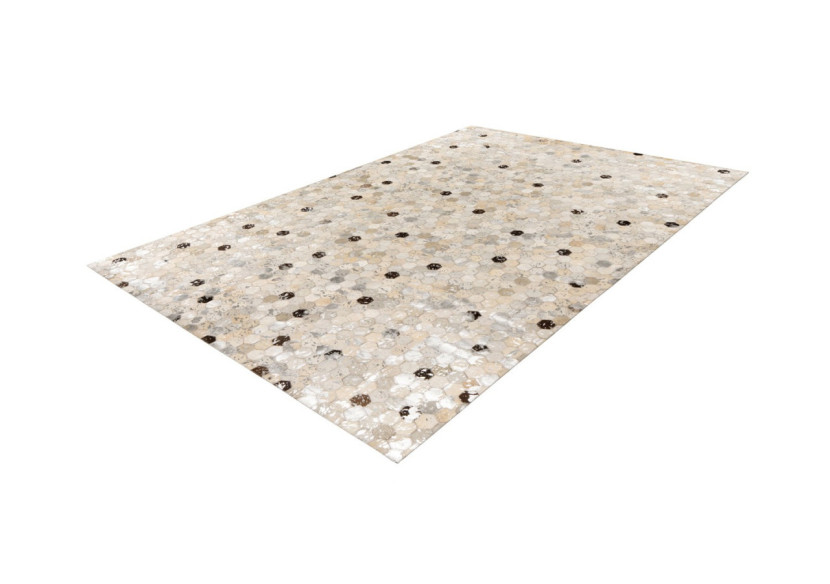 Tapis Lavin 1000 Argent / Gris - Patchwork en cuir 120cm x 170cm - URE2J-120-170 - Padiro
