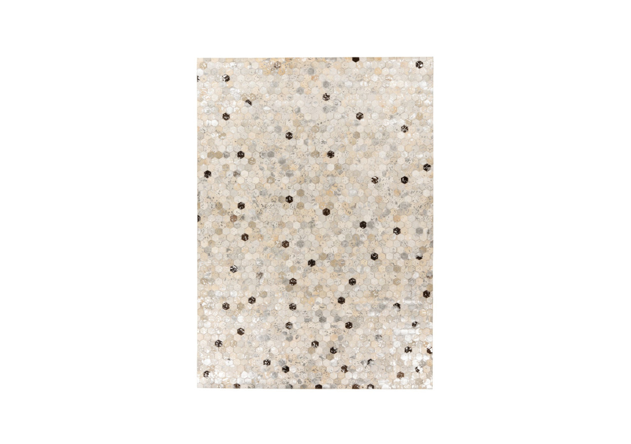 Tapis Lavin 1000 Argent / Gris - Patchwork en cuir 120cm x 170cm - URE2J-120-170 - Padiro