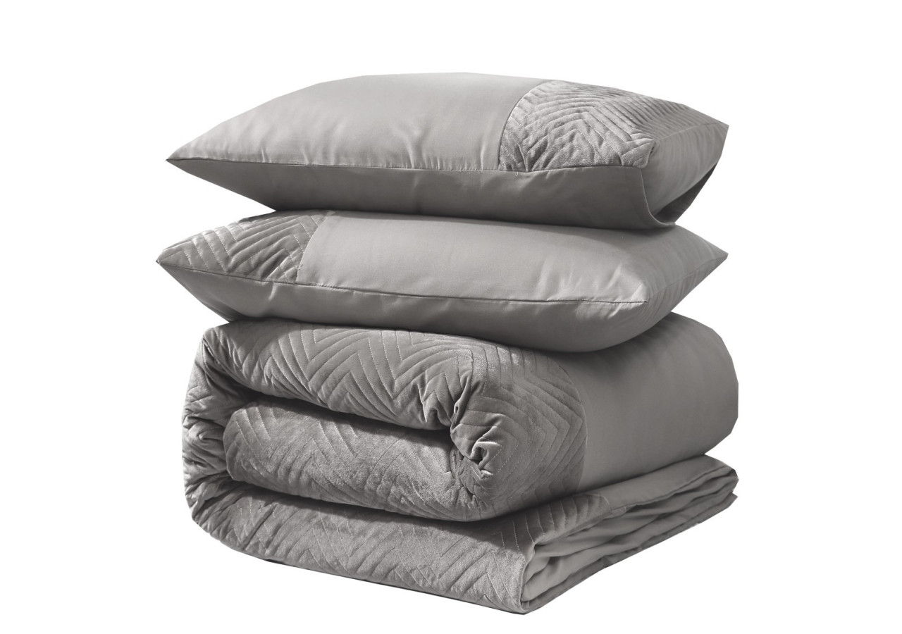 Housse de Couette DD Velvet - Zand/Grijs 140x200/220, Confort et Style - 17021756 - Royal Textile