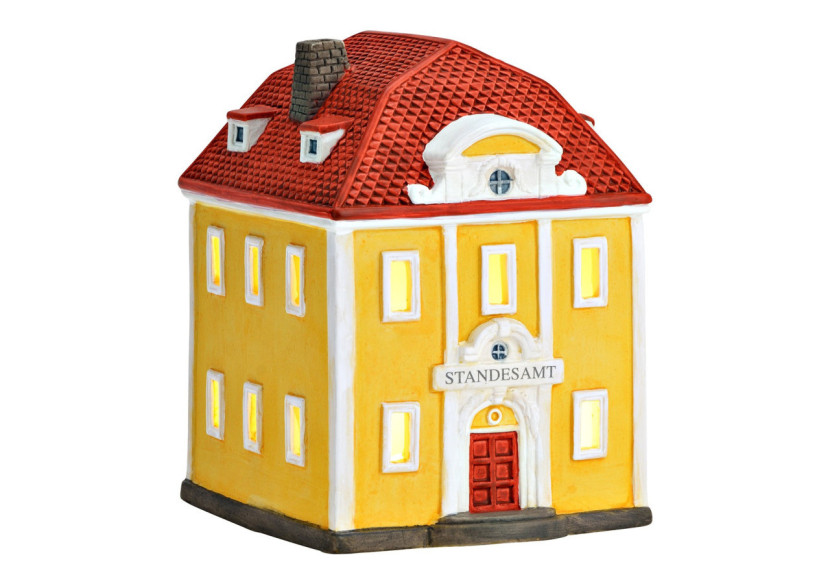 Maison de lumière Wurm - Standesamt Rees en porcelaine jaune et rouge 12x16x14cm - 10041953 - WURM