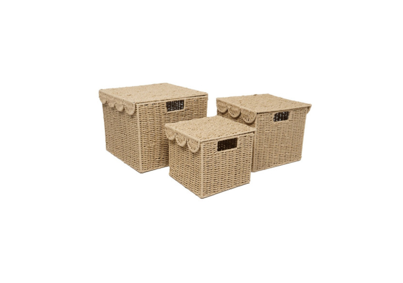 Set de 3 paniers Mand Tres - Paniers en osier avec couvercle - 60000162 - KidsDepot Set de 3 paniers Mand Tres - Paniers en osier avec couvercle - 60000162 - KidsDepot