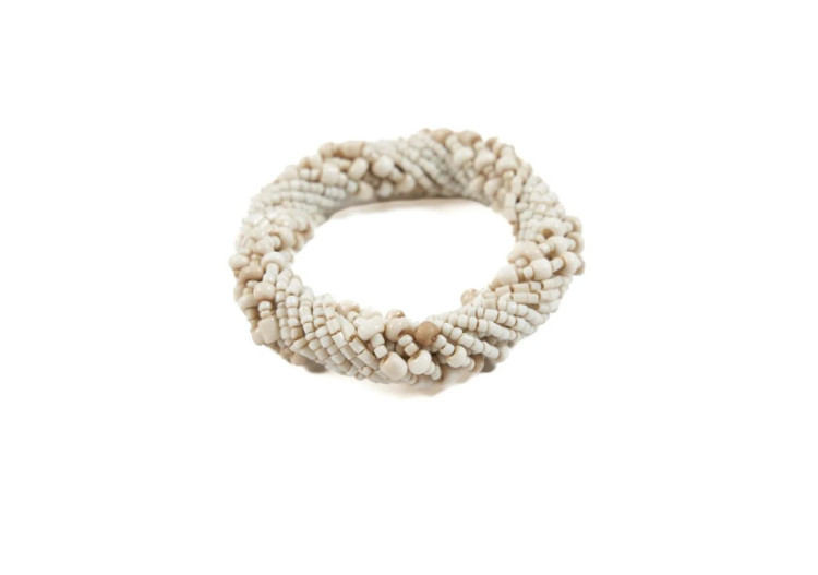 Rond de serviette en perles - Blanc - Ensemble de 4 - BABE013N-SET4 - Bazar Bizar