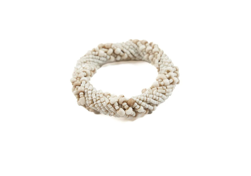 Rond de serviette en perles - Blanc - Ensemble de 4 - BABE013N-SET4 - Bazar Bizar