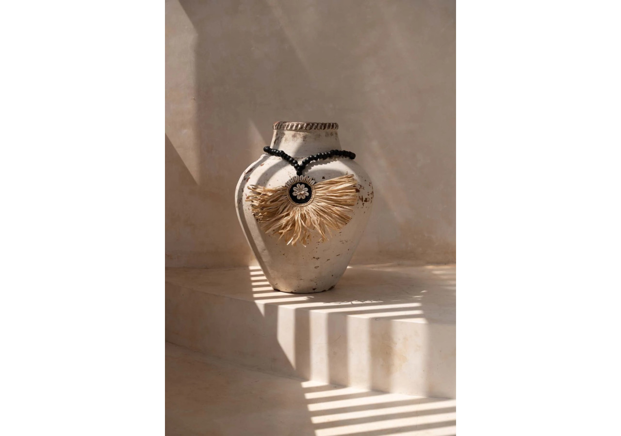 Tassel Mahkota en Raffia - Noir naturel - BALE094NB - Bazar Bizar