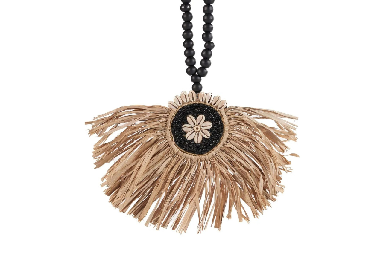 Tassel Mahkota en Raffia - Noir naturel - BALE094NB - Bazar Bizar