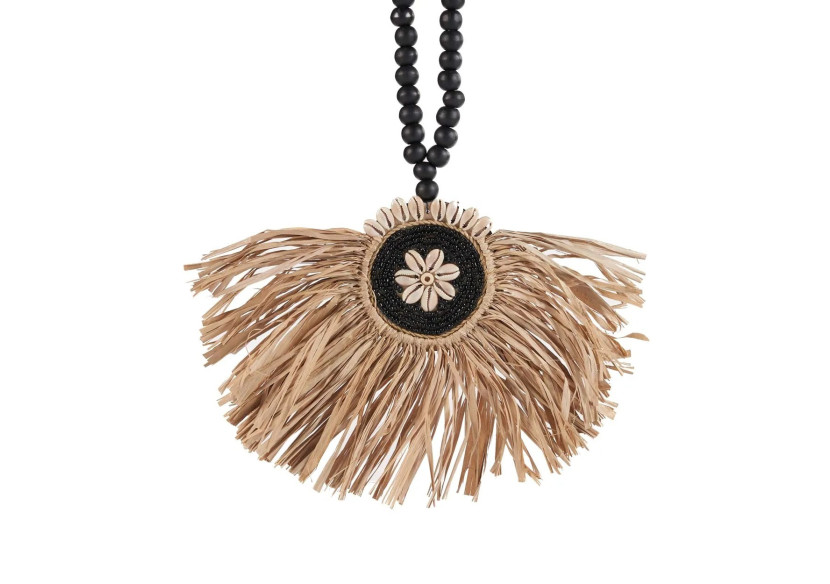 Tassel Mahkota en Raffia - Noir naturel - BALE094NB - Bazar Bizar