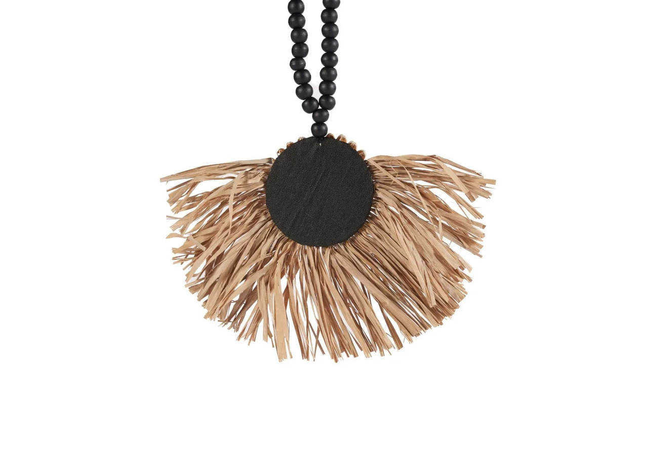Tassel Mahkota en Raffia - Noir naturel - BALE094NB - Bazar Bizar