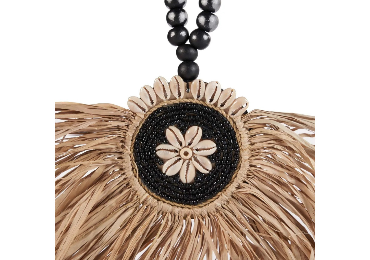 Tassel Mahkota en Raffia - Noir naturel - BALE094NB - Bazar Bizar
