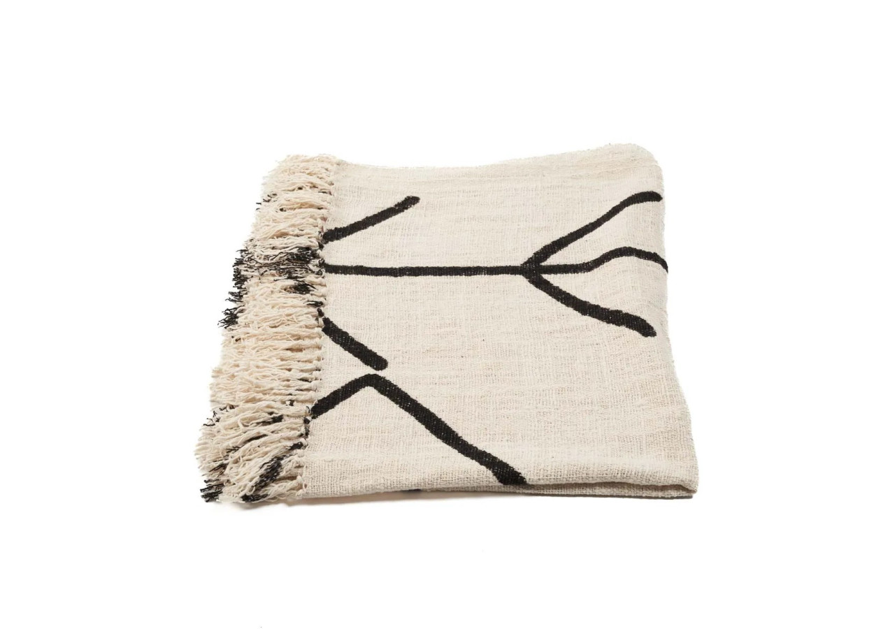 Plaid Œil Malin - Coton noir naturel - BARI013NB - Bazar Bizar