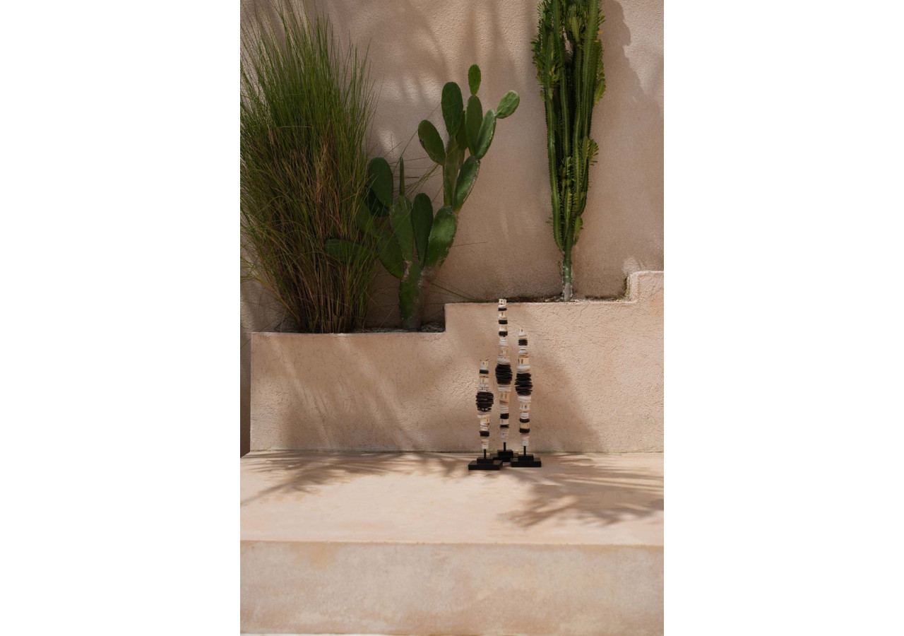 Coquillage sur Socle - Noir et Blanc - L - BAKU014BW-L - Bazar Bizar