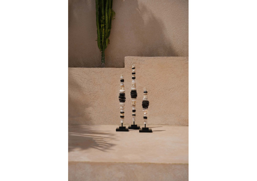 Coquillage d'argent sur support - Noir et blanc - Taille M - BAKU014BW-M - Bazar Bizar