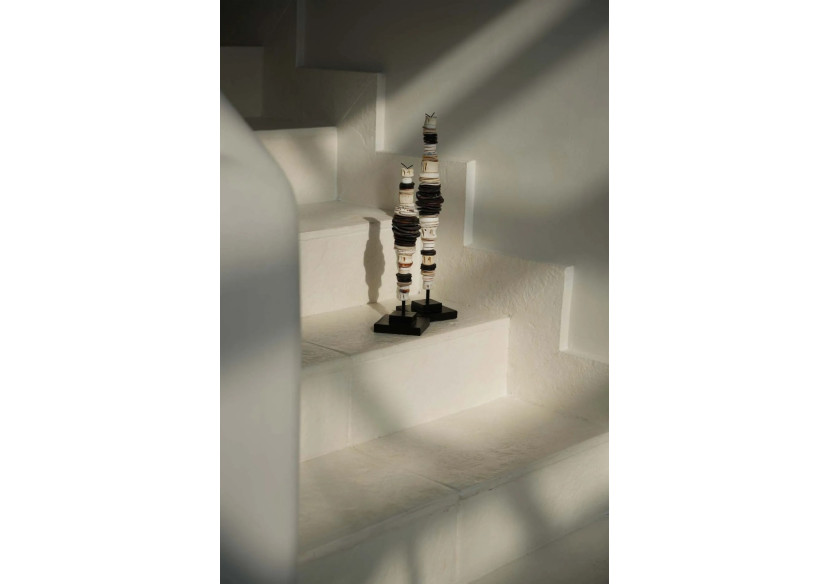 Coquillage d'argent sur support - Noir et blanc - Taille M - BAKU014BW-M - Bazar Bizar