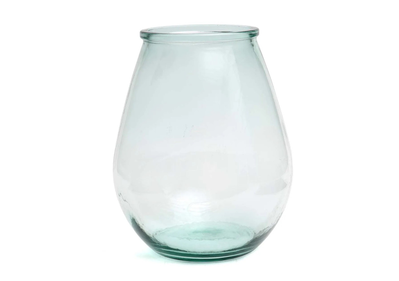 Vase Qiezi - Verre Recyclé Bleu - Grand - ESSAMI013B-L - Bazar Bizar