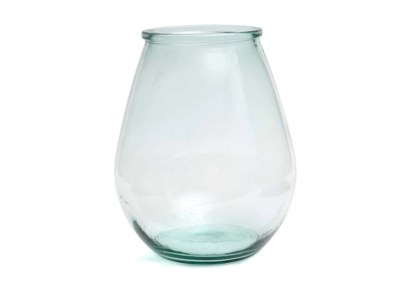 Vase Qiezi - Verre Recyclé Bleu - Grand - ESSAMI013B-L - Bazar Bizar