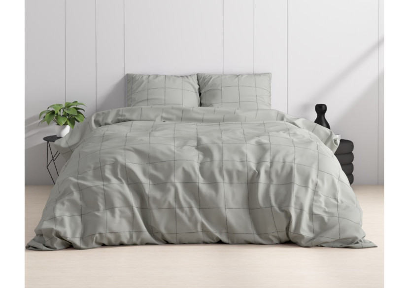 Housse de Couette Deep Check Grey - 140 x 220 cm - Deep check Grey 140 x 220 - Royal Textile