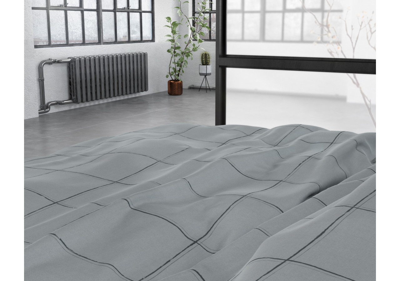 Housse de Couette Deep Check Grey - 140 x 220 cm - Deep check Grey 140 x 220 - Royal Textile