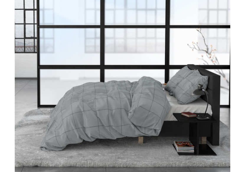 Housse de Couette Deep Check Grey - 140 x 220 cm - Deep check Grey 140 x 220 - Royal Textile