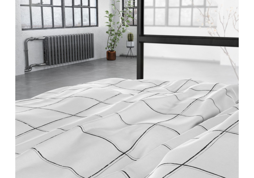 Housse de Couette Deep Check White - 140 x 220 cm - Deep check White 140 x 220 - Royal Textile