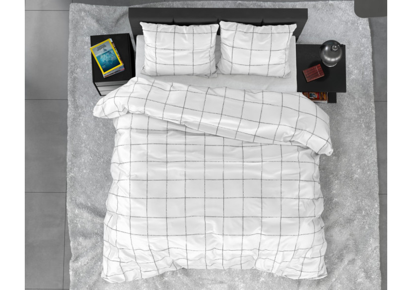 Housse de Couette Deep Check White - 140 x 220 cm - Deep check White 140 x 220 - Royal Textile