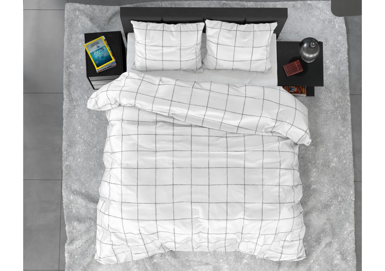 Housse de Couette Deep Check White - 240 x 220 cm - Deep check White 240 x 220 - Royal Textile