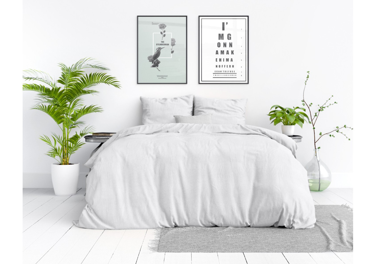 Housse de Couette Stone Washed Blanc - 140 x 220 cm en Coton Premium - 15020921 - Dreamhouse