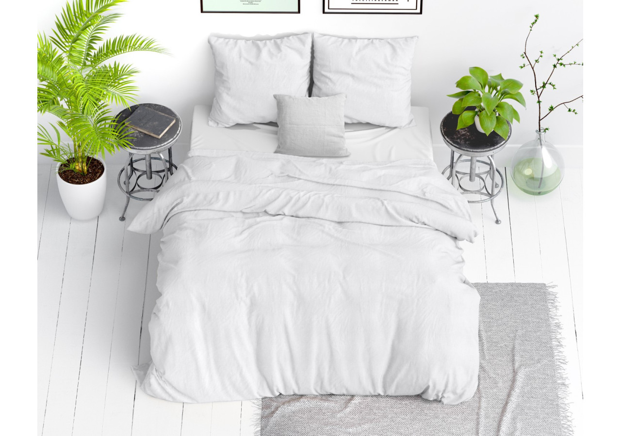 Housse de Couette Stone Washed Blanc - 240 x 220 cm en Coton Premium - 15020923 - Dreamhouse