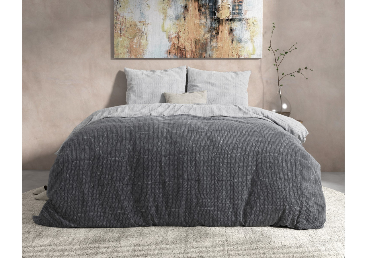 Housse de Couette Flanel Quinn - Chaleur et Confort 240 x 220 cm - DH Flanel Quinn Anthracite 240 x 220 - Royal Textile