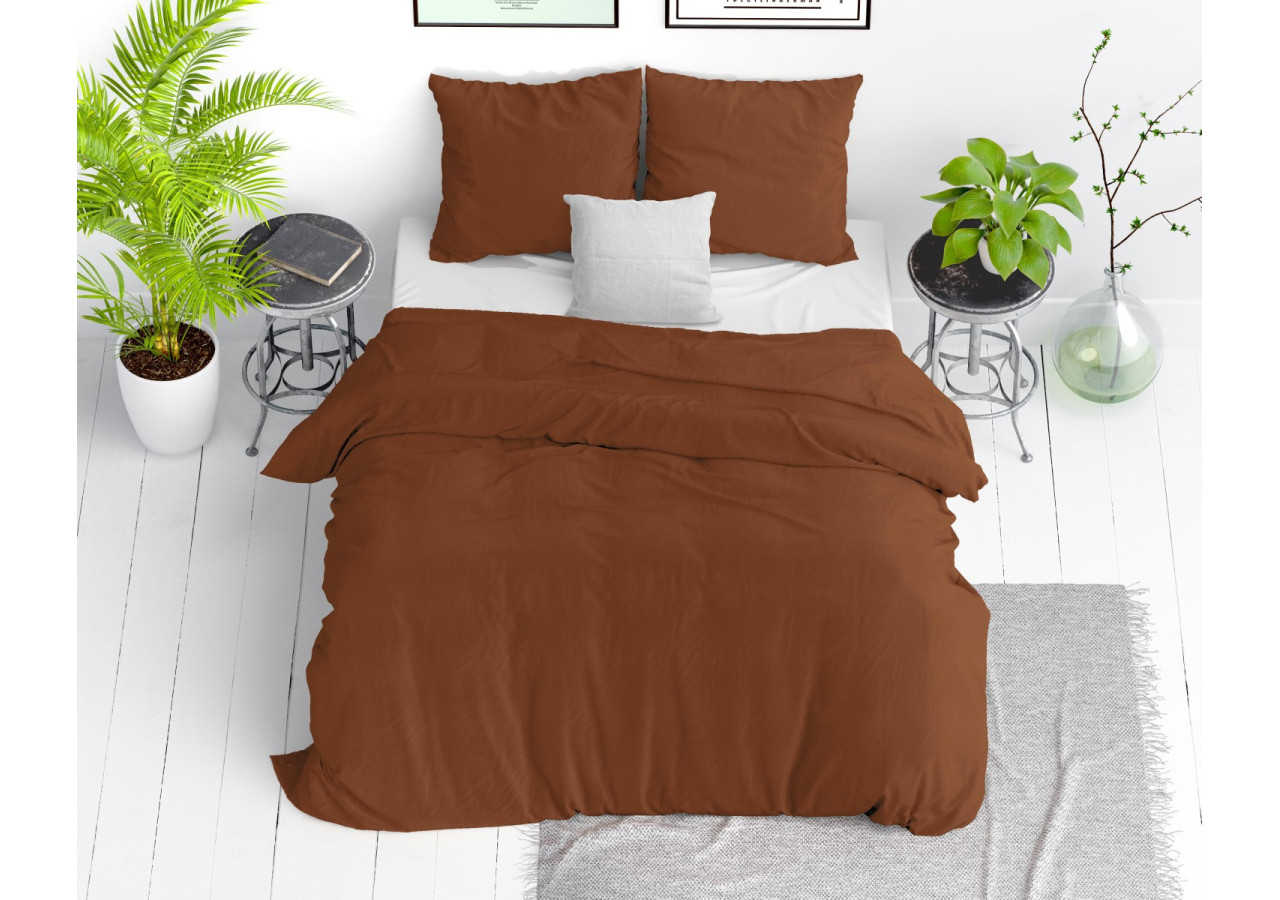 Housse de Couette Stone Washed Marron - 240 x 220 cm en Coton Luxe - 17014918 - Dreamhouse